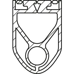 Bottom door profile (1 chamber) 29x38 mm, 11 mm optosensors